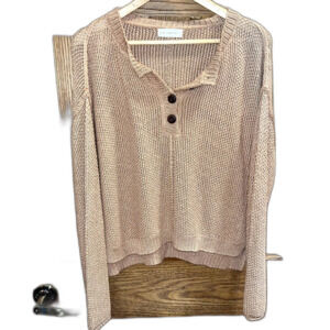 By Together Oversized Brown Chunky Knit Sweater Pullover Women's S Layering